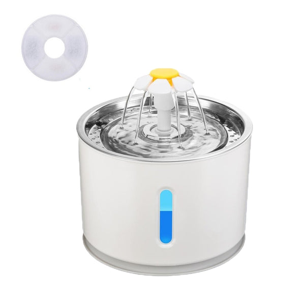 Automatic Pet Cat Water Fountain with LED Lighting 5 Pack Filters 2.4L USB Dogs Cats Mute Drinker Feeder Bowl Drinking Dispenser - tuttostyle4u