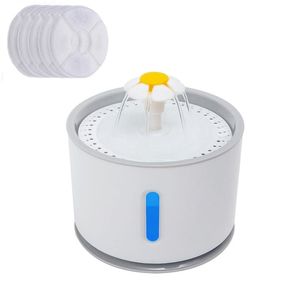 Automatic Pet Cat Water Fountain with LED Lighting 5 Pack Filters 2.4L USB Dogs Cats Mute Drinker Feeder Bowl Drinking Dispenser - tuttostyle4u