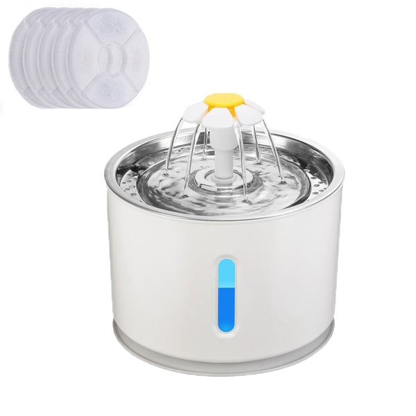 Automatic Pet Cat Water Fountain with LED Lighting 5 Pack Filters 2.4L USB Dogs Cats Mute Drinker Feeder Bowl Drinking Dispenser - tuttostyle4u