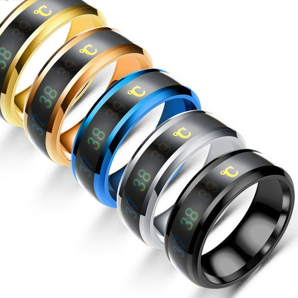 Smart Sensor Body Temperature Ring Man Women Multifunctional Stainless Steel Display Real-time Temperature Test Finger Rings - tuttostyle4u