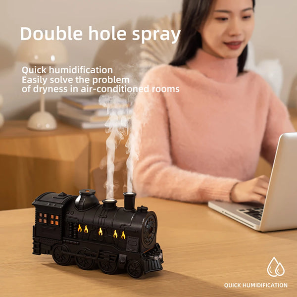 Essential Oil Diffuser 300ML Train Cool Mist Humidifier Quiet Aromatherapy Diffuser with Night Light for Bedroom Desk
