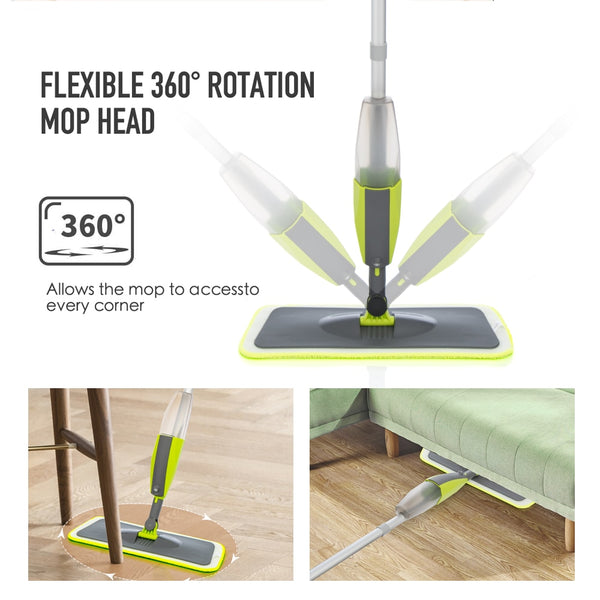Spray Mop Broom Set Magic Flat Mops for Floor Home Cleaning Tool Brooms Household with Reusable Microfiber Pads Rotating Mop - tuttostyle4u