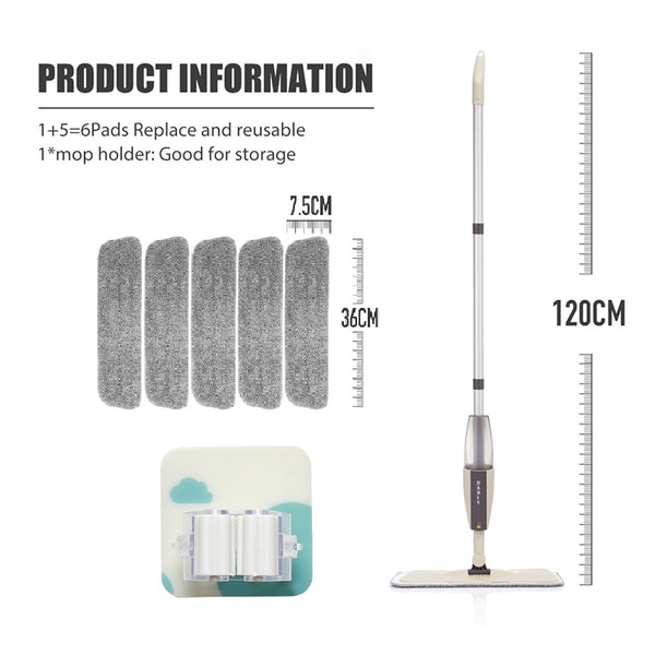 Spray Mop Broom Set Magic Flat Mops for Floor Home Cleaning Tool Brooms Household with Reusable Microfiber Pads Rotating Mop - tuttostyle4u