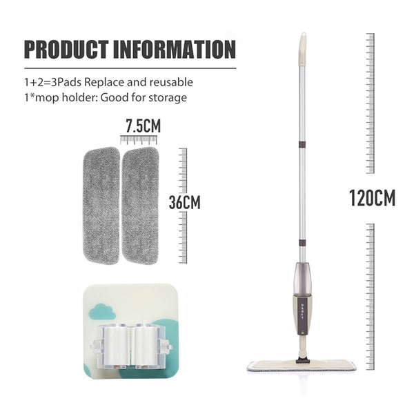 Spray Mop Broom Set Magic Flat Mops for Floor Home Cleaning Tool Brooms Household with Reusable Microfiber Pads Rotating Mop - tuttostyle4u