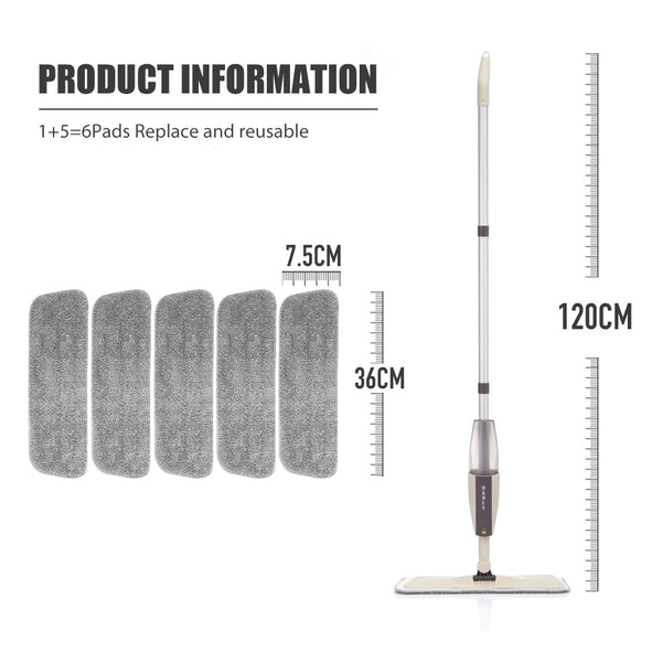 Spray Mop Broom Set Magic Flat Mops for Floor Home Cleaning Tool Brooms Household with Reusable Microfiber Pads Rotating Mop - tuttostyle4u