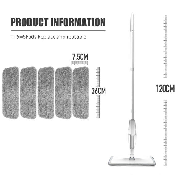 Spray Mop Broom Set Magic Flat Mops for Floor Home Cleaning Tool Brooms Household with Reusable Microfiber Pads Rotating Mop - tuttostyle4u