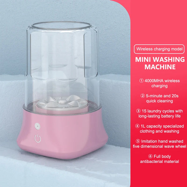 Mini Portable Wireless Washing Machine - Cordless Rechargeable Small Clothes Cleaner for Socks & Underwear Compact Cleaning Tool