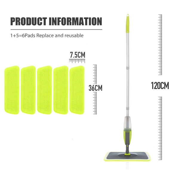 Spray Mop Broom Set Magic Flat Mops for Floor Home Cleaning Tool Brooms Household with Reusable Microfiber Pads Rotating Mop - tuttostyle4u