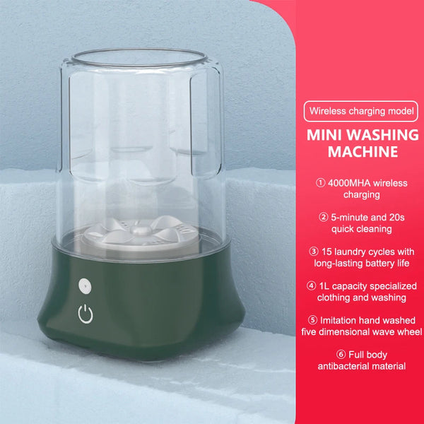 Mini Portable Wireless Washing Machine - Cordless Rechargeable Small Clothes Cleaner for Socks & Underwear Compact Cleaning Tool