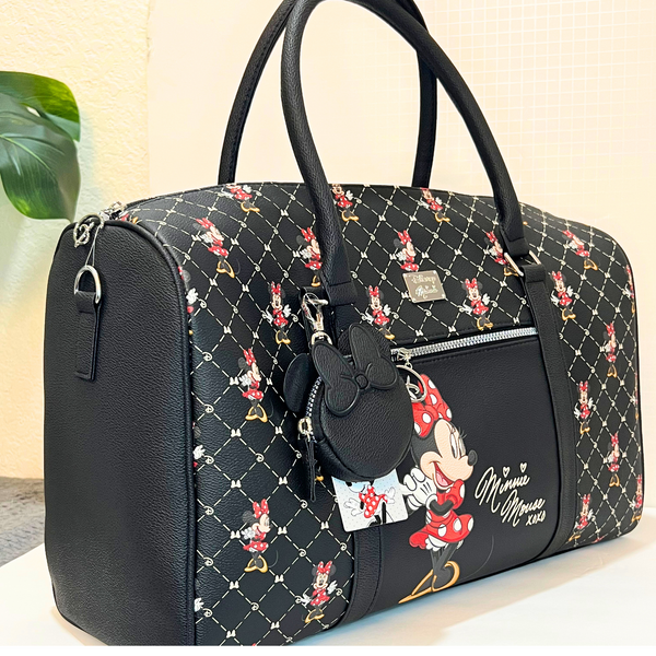 Disney Minnie Mouse Duffel Weekender Travel Bag with Minnie Ears Coin Purse - tuttostyle4u