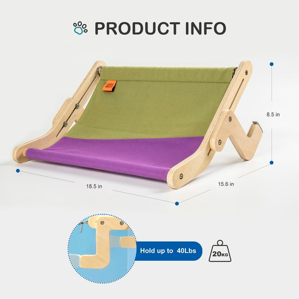 Mewoofun Sturdy Cat Window Perch Wooden Assembly Hanging Bed Cotton Canvas Easy Washable Multi-Ply Plywood Hot Selling Hammock - tuttostyle4u