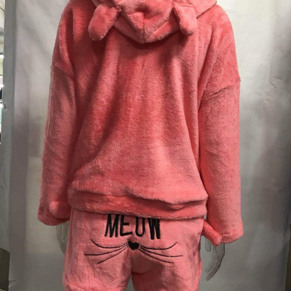 Meow Warm Sleepwear Hoodie and Short - tuttostyle4u