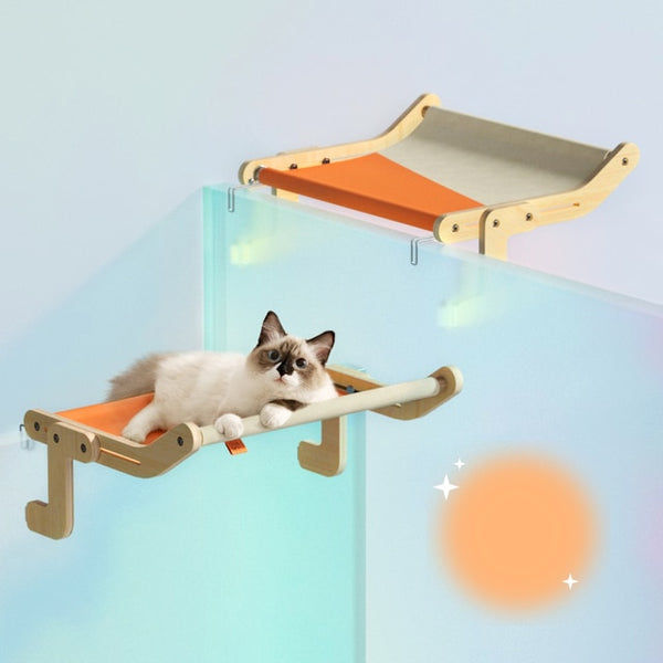 Mewoofun Sturdy Cat Window Perch Wooden Assembly Hanging Bed Cotton Canvas Easy Washable Multi-Ply Plywood Hot Selling Hammock - tuttostyle4u