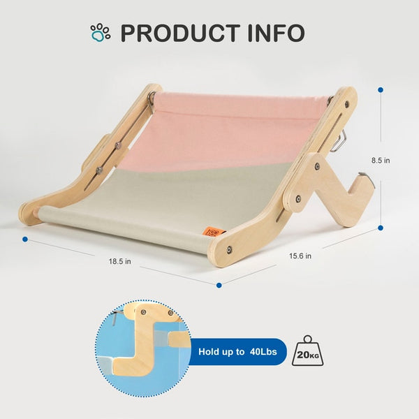 Mewoofun Sturdy Cat Window Perch Wooden Assembly Hanging Bed Cotton Canvas Easy Washable Multi-Ply Plywood Hot Selling Hammock - tuttostyle4u