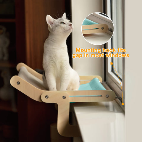 Mewoofun Sturdy Cat Window Perch Wooden Assembly Hanging Bed Cotton Canvas Easy Washable Multi-Ply Plywood Hot Selling Hammock - tuttostyle4u