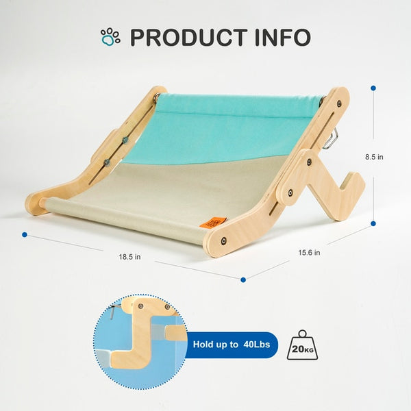 Mewoofun Sturdy Cat Window Perch Wooden Assembly Hanging Bed Cotton Canvas Easy Washable Multi-Ply Plywood Hot Selling Hammock - tuttostyle4u