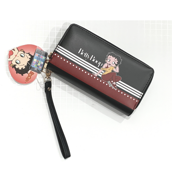 Betty Boop Wallet Blk double zipper - tuttostyle4u