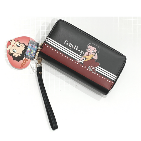 Betty Boop Wallet Blk double zipper - tuttostyle4u