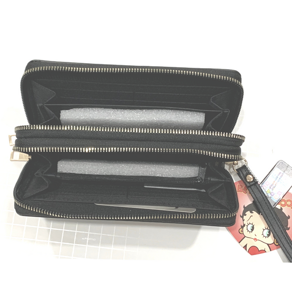 Betty Boop Wallet Blk double zipper - tuttostyle4u