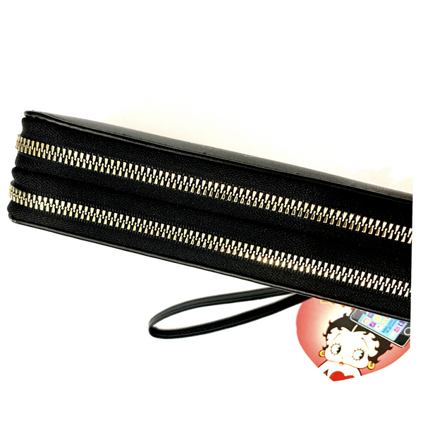 Betty Boop Wallet Blk double zipper - tuttostyle4u