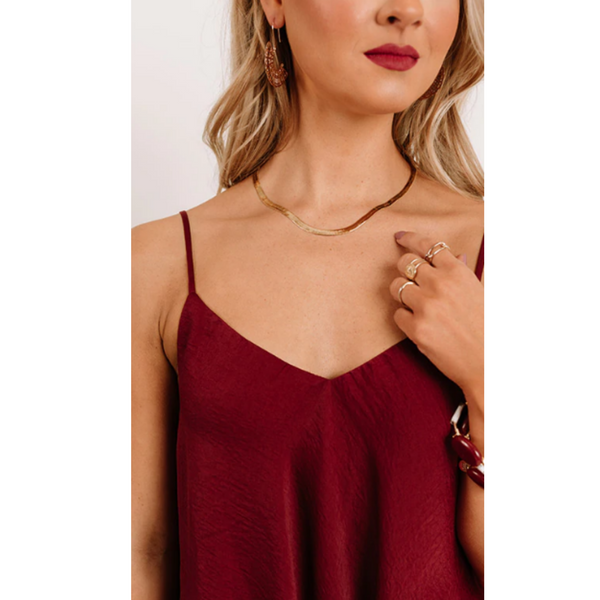Gold Snake Chain Necklace Flat Herringbone Choker for Women 18 Inch - tuttostyle4u