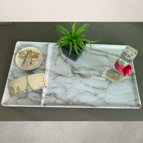 Melamine Marble Tray Desk Organizer - tuttostyle4u