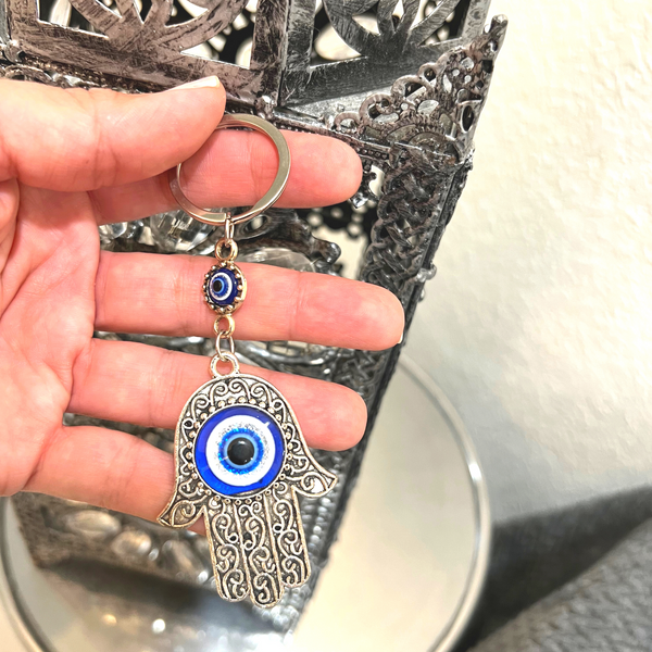 Evil Eye Key Chain Keyring Set Turkish Hand of Fatima Hamsa Keyring - tuttostyle4u