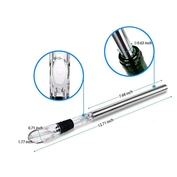 Wine Bottle Chiller Sticks with Acrylic Pourer Stainless Steel with Aerator - tuttostyle4u