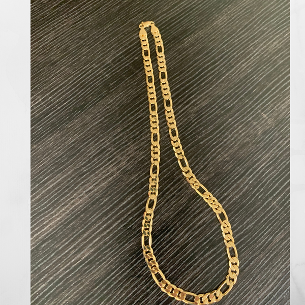 Solid 14K Gold 5mm Diamond-Cut Figaro Link Chain Necklace Unisex 24 Inch - tuttostyle4u