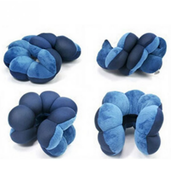 Pillow Travel Neck, Head, and Lumbar Support Pillow, Fleece Twistable Travel Pillow Filled with Microbeads (Blue) - tuttostyle4u