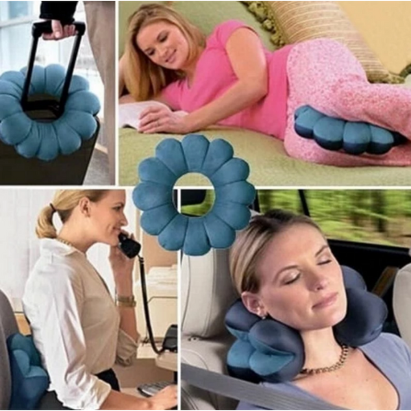 Pillow Travel Neck, Head, and Lumbar Support Pillow, Fleece Twistable Travel Pillow Filled with Microbeads (Blue) - tuttostyle4u