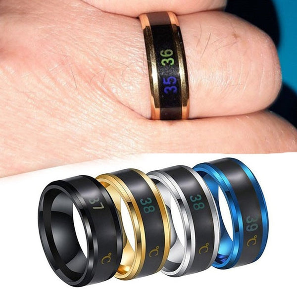 Smart Sensor Body Temperature Ring Man Women Multifunctional Stainless Steel Display Real-time Temperature Test Finger Rings - tuttostyle4u