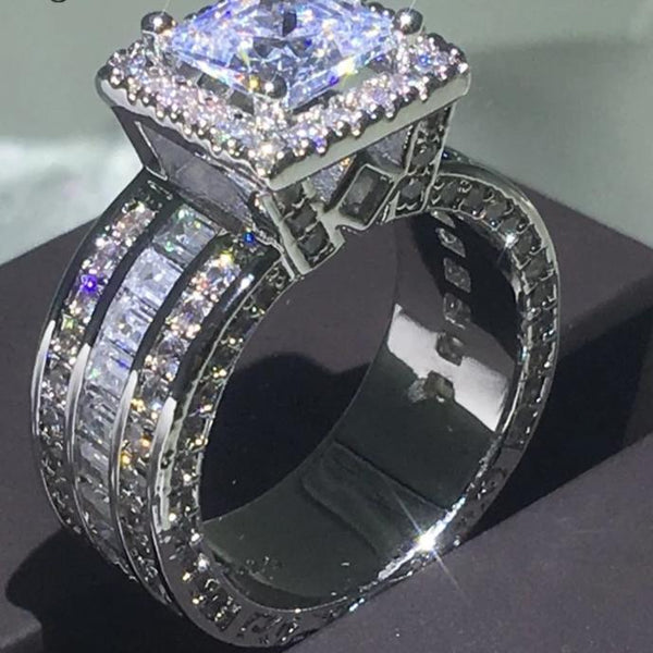 Engagement Ring 925 sterling Silver Princess Gift - tuttostyle4u