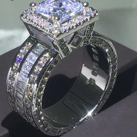 Engagement Ring 925 sterling Silver Princess Gift - tuttostyle4u