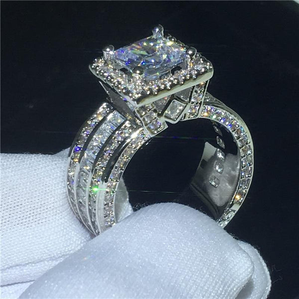 Engagement Ring 925 sterling Silver Princess Gift - tuttostyle4u