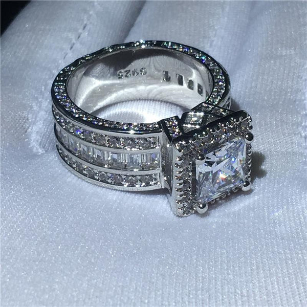Engagement Ring 925 sterling Silver Princess Gift - tuttostyle4u