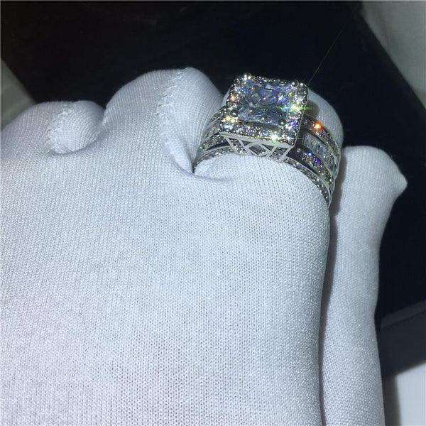 Engagement Ring 925 sterling Silver Princess Gift - tuttostyle4u