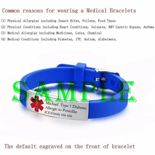 Engravable Medical Alert ID Bracelet Personalized - tuttostyle4u