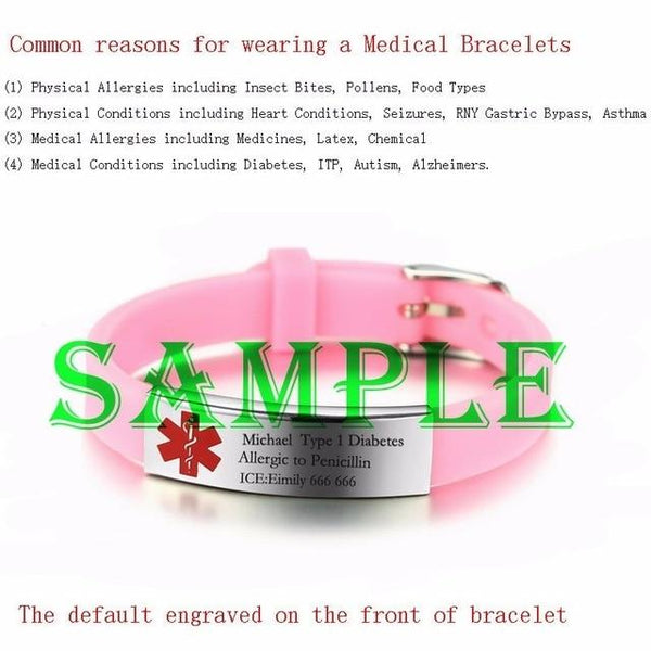 Engravable Medical Alert ID Bracelet Personalized - tuttostyle4u