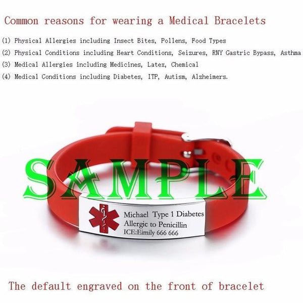 Engravable Medical Alert ID Bracelet Personalized - tuttostyle4u