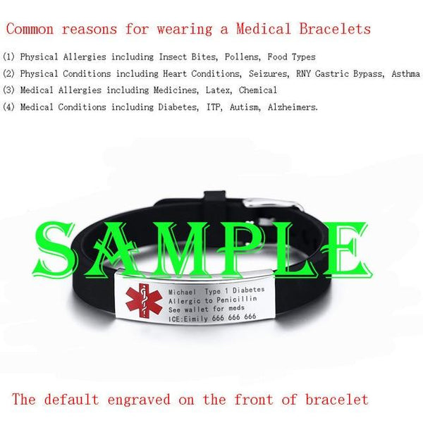 Engravable Medical Alert ID Bracelet Personalized - tuttostyle4u