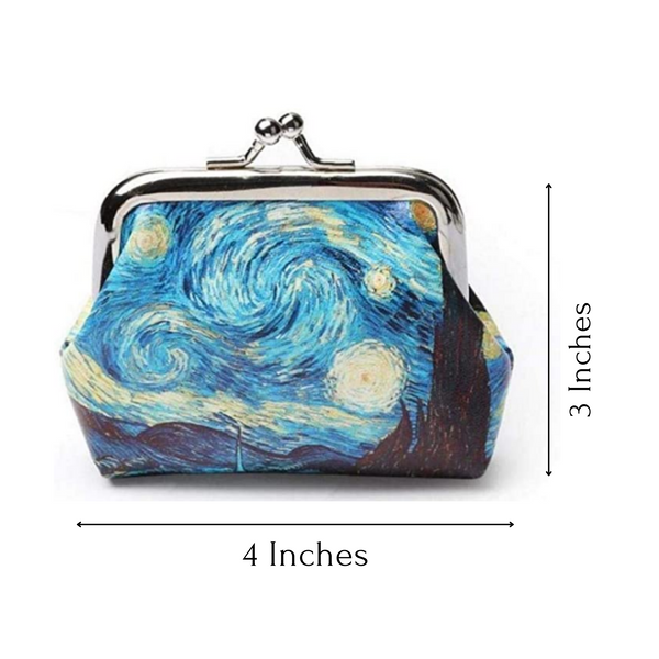 Small Coin Purse, Van Gogh Oil Printing Change Purse Clutch Wallet Lock Pouch with Clasp Closure for Girl Women - tuttostyle4u