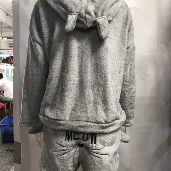 Meow Warm Sleepwear Hoodie and Short - tuttostyle4u