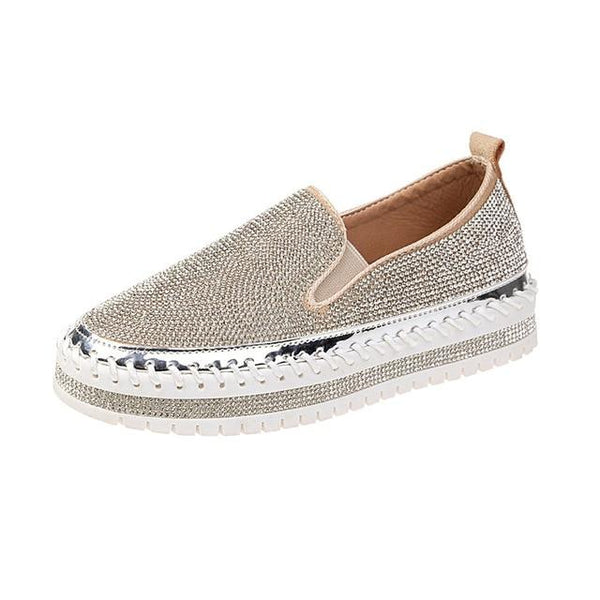 Fashion Rhinestone Plimsolls Lazy Moccasins shoes - tuttostyle4u