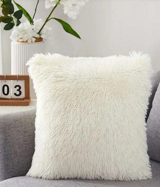 Beige Plush Cushion Cover Without Filler - tuttostyle4u