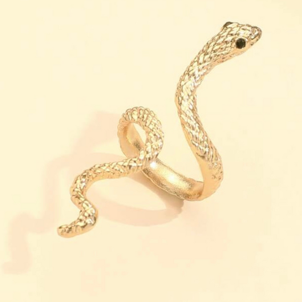 Rhinestone Snake Design Cuff Ring Adjustable - tuttostyle4u