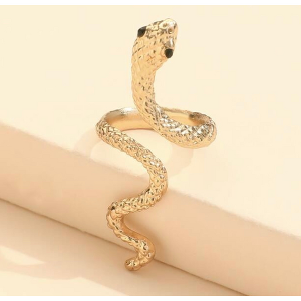 Rhinestone Snake Design Cuff Ring Adjustable - tuttostyle4u