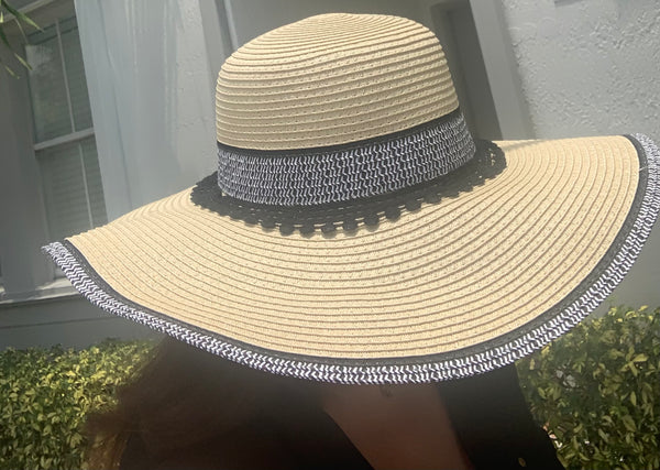 Mykonos Straw Sun Hat Decorated Handmade - tuttostyle4u