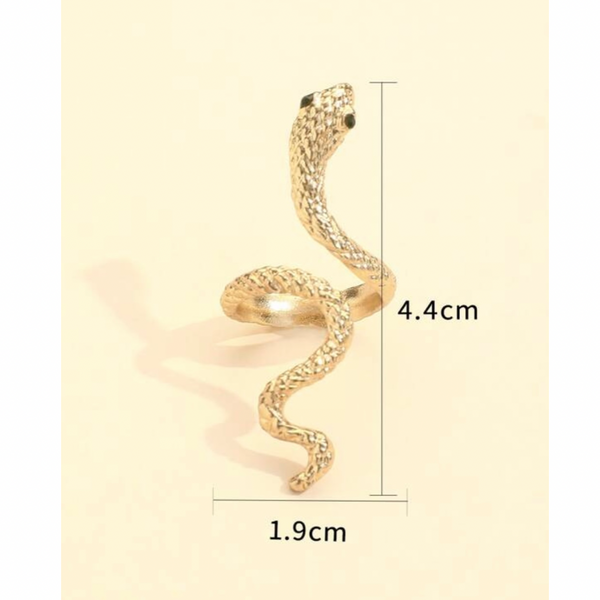 Rhinestone Snake Design Cuff Ring Adjustable - tuttostyle4u