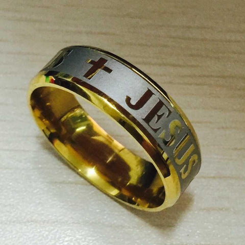 Jesus Ring Titanium Steel Silver & Gold - tuttostyle4u